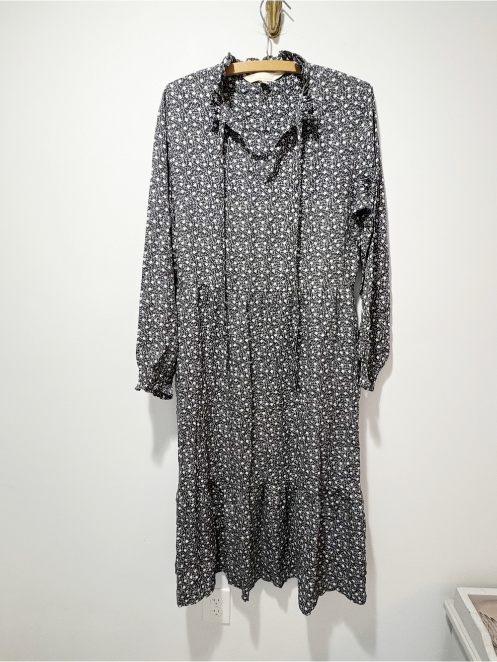 Barbour Francesca Dress Ditsy Floral Maxi Long Sleeve Size 4 Puff Sleeve Pockets
